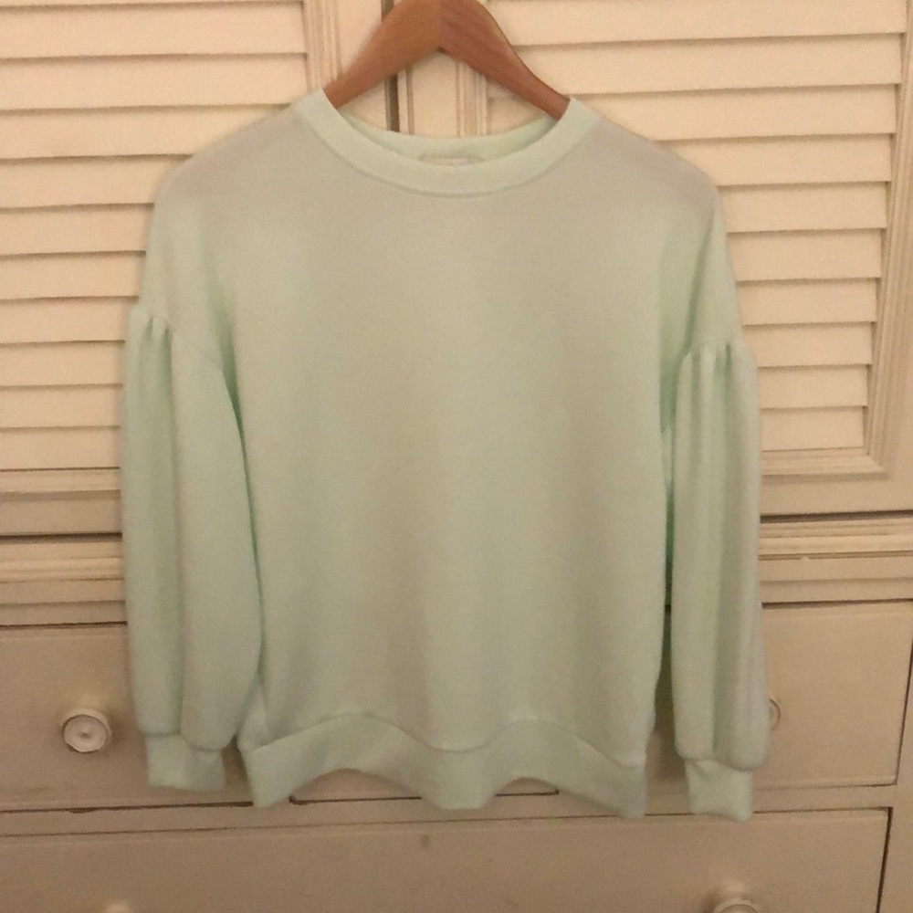 Rachel Zoe mint green, puff sleeve, pullover top